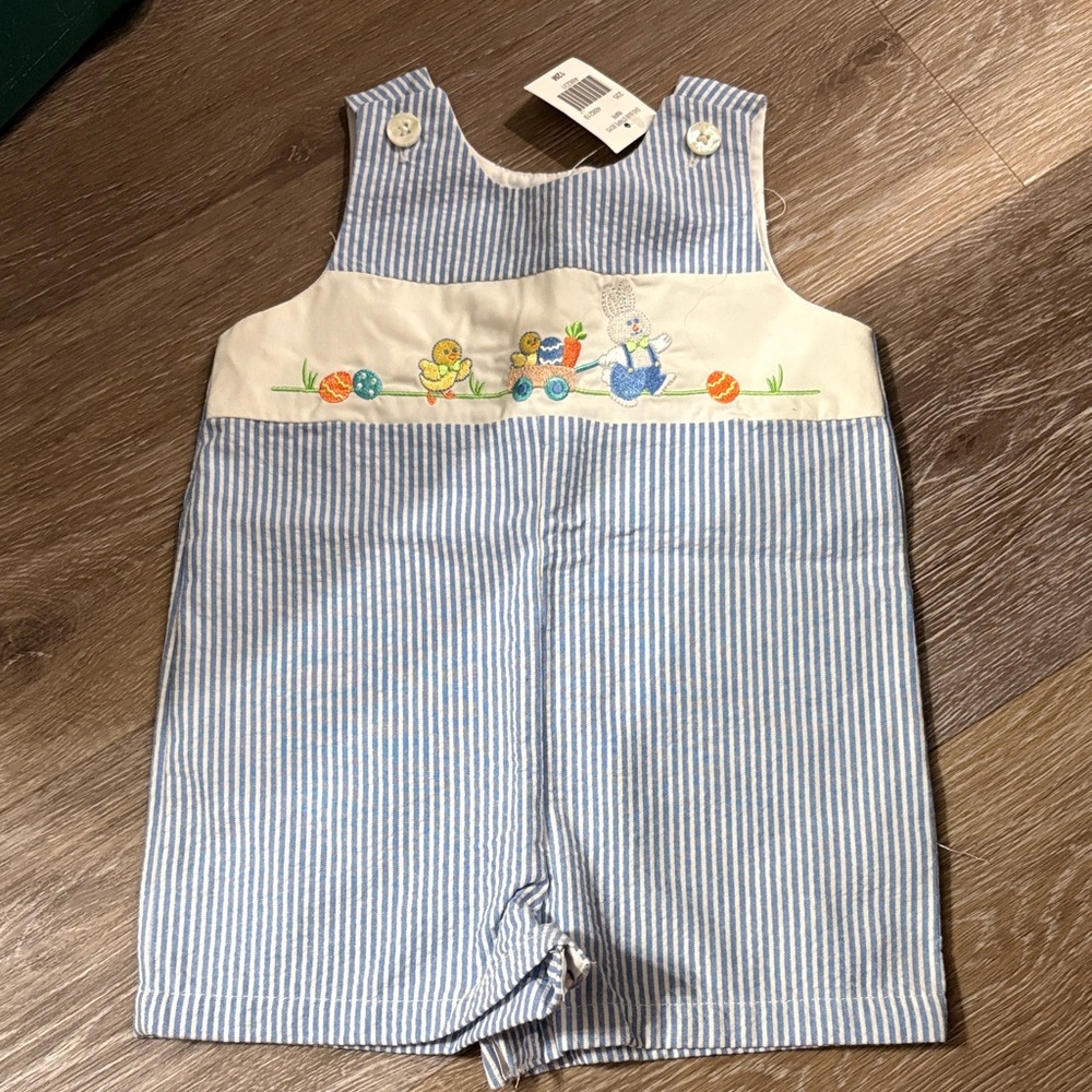 Good Lad- Easter Blue and White Striped Romper